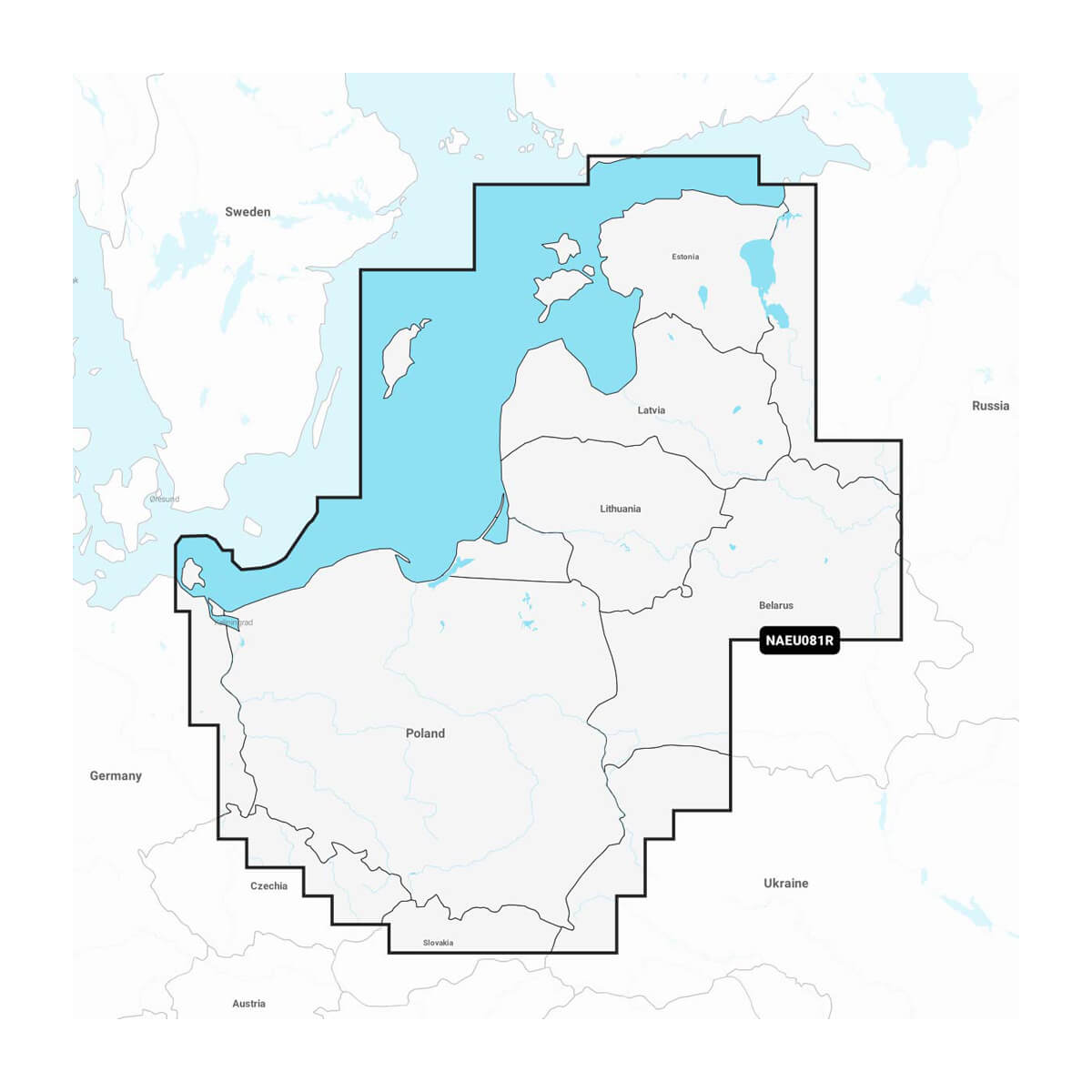 Baltijos jūra, Rytinė pakrantė - Batimetrija NAEU081R Navionics®+