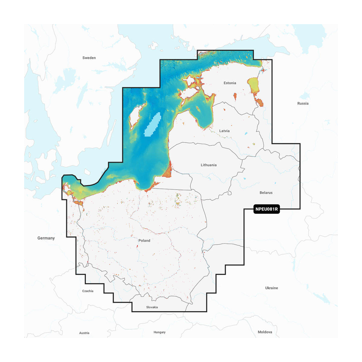 Baltijos jūra, Rytinė pakrantė - Batimetrija NPEU081R Navionics Platinum+